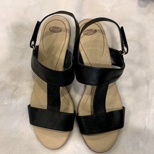 Dr Scholls Womens Black Wedge Heel Sandals Size 10M